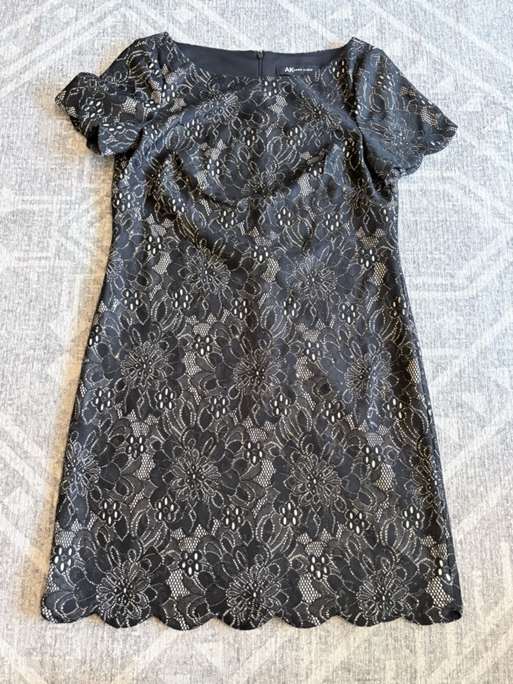 Anne Klein Black Floral Lace Mini Dress